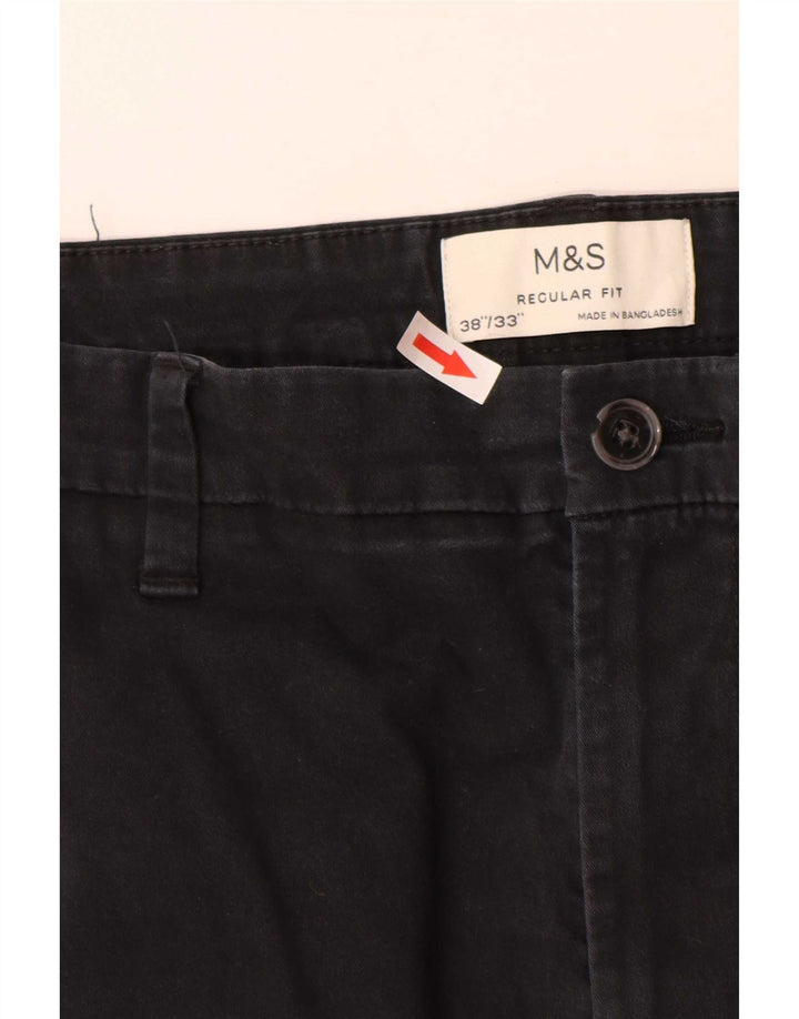Marks & Spencer Herre Regular Fit Chinobukser W38 L33 Sort bomuld