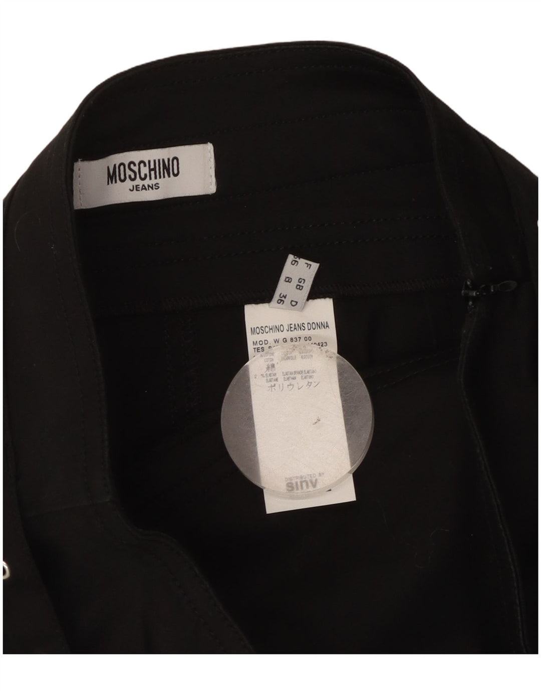 Moschino lige nederdel til kvinder UK 8 Small W28 Sort bomuld