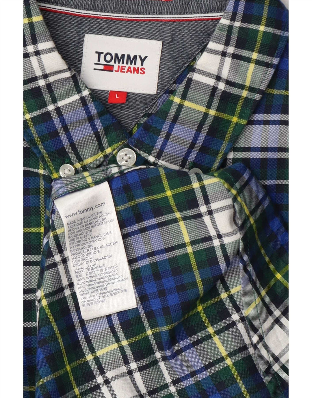 Tommy Hilfiger Herre Flanelskjorte Stor blå ternet bomuld