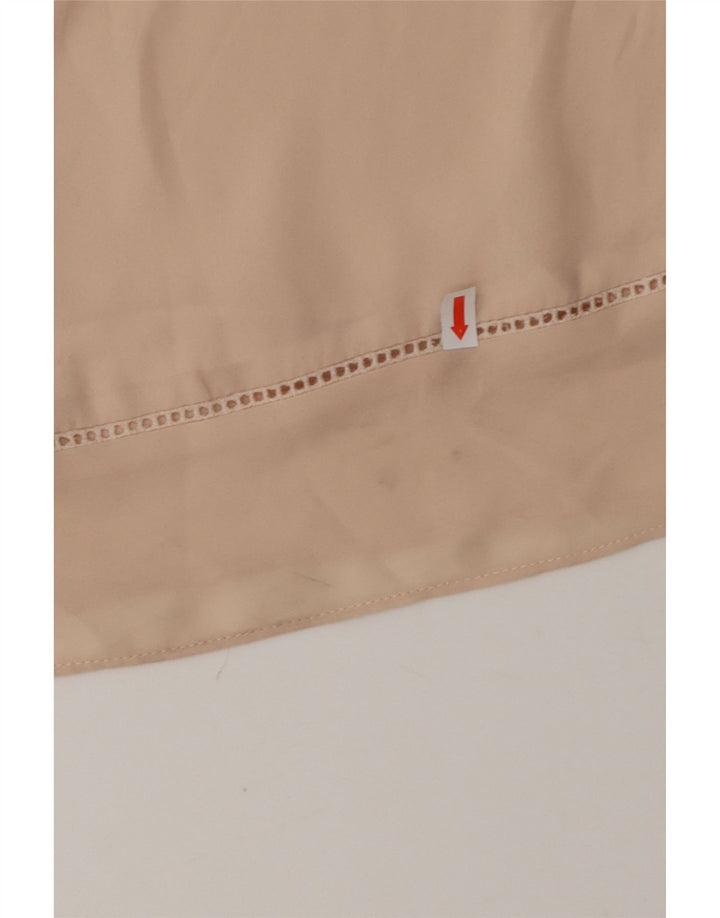 ZARA Dame Oversized se Gennem ærmeløs bluse Top UK 6 XS Beige