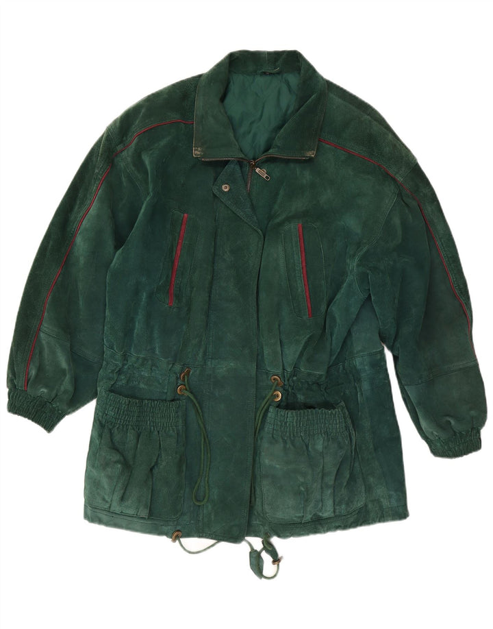 C & A Dame Oversized ruskindsfrakke EU 38 Medium Green Læder