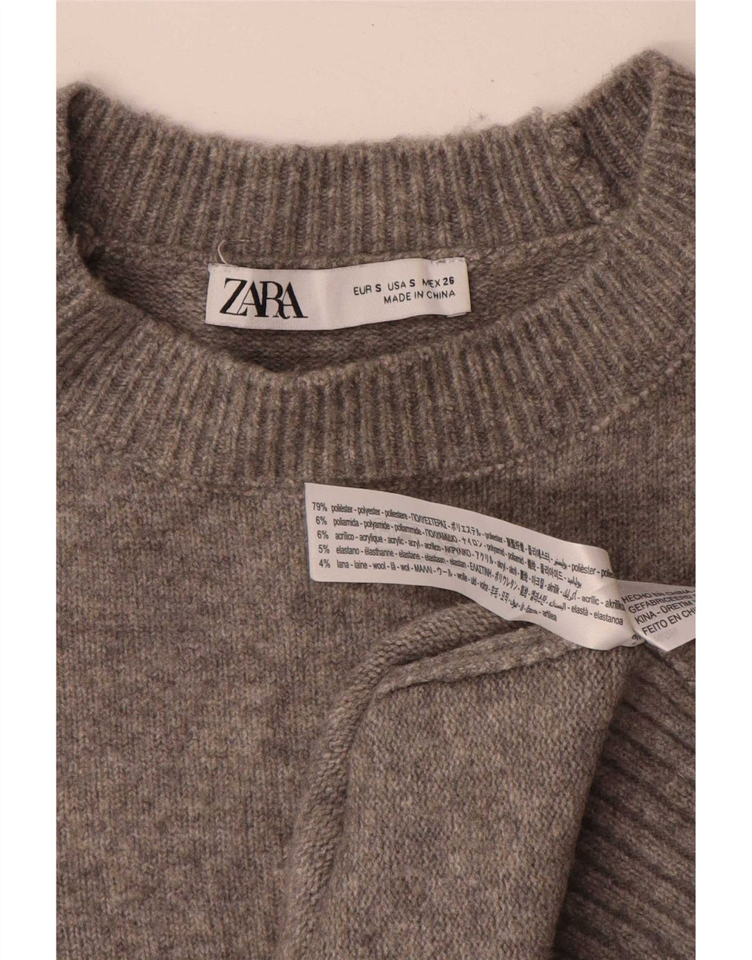 Zara Dame Oversized Jumper Sweater UK 10 Small Grey Polyester