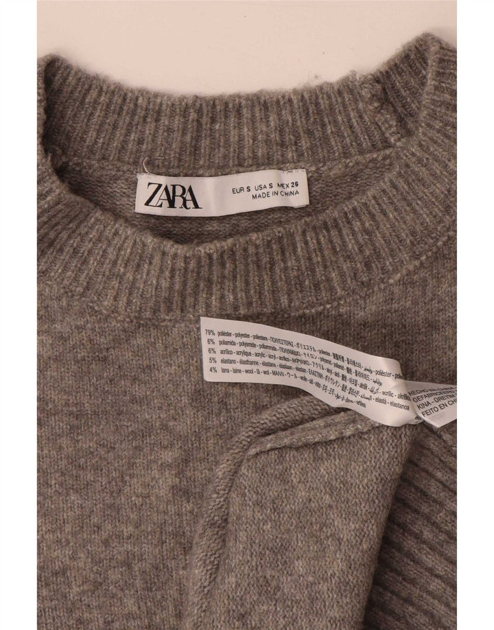Zara Dame Oversized Jumper Sweater UK 10 Small Grey Polyester