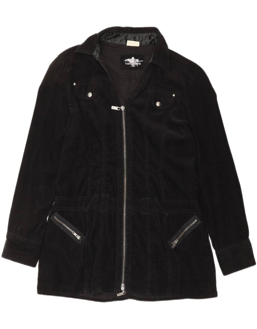 STREET ONE Womens Corduroy Jacket UK 16 Large Black Cotton Vintage Street One and Second-Hand Street One from Messina Hembry 