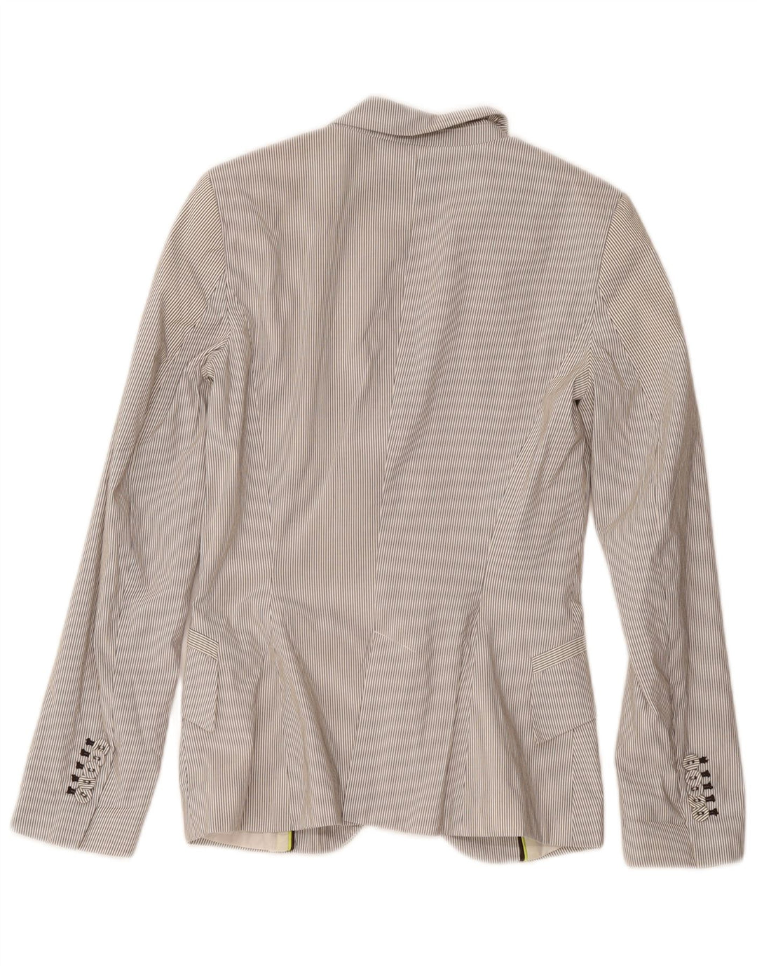 Zara Dame 1-knaps blazerjakke UK 4 XS Hvid nålestribet polyester