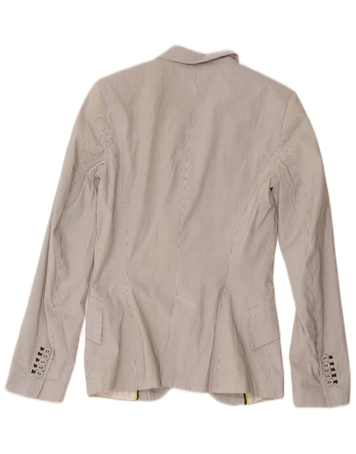 Zara Dame 1-knaps blazerjakke UK 4 XS Hvid nålestribet polyester