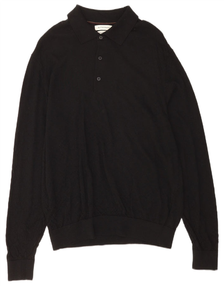 Marks & Spencer Herre Autograf Polo Neck Jumper Sweater XL Sort