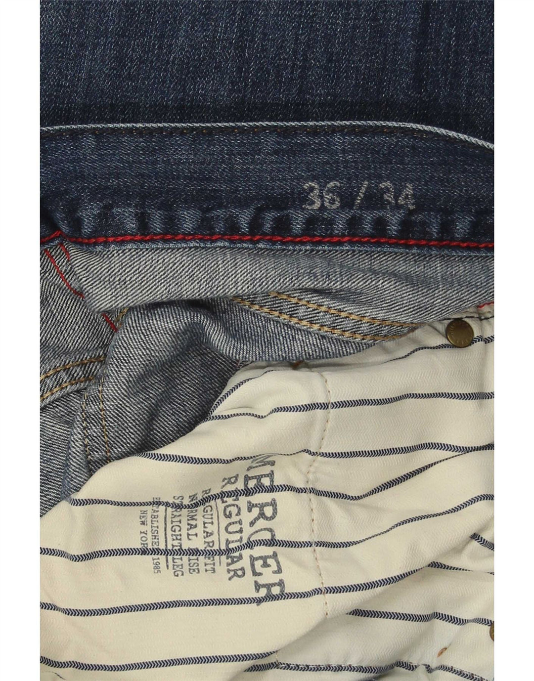 Tommy Hilfiger Herre Regular Straight Jeans W36 L34 Blå Bomuld