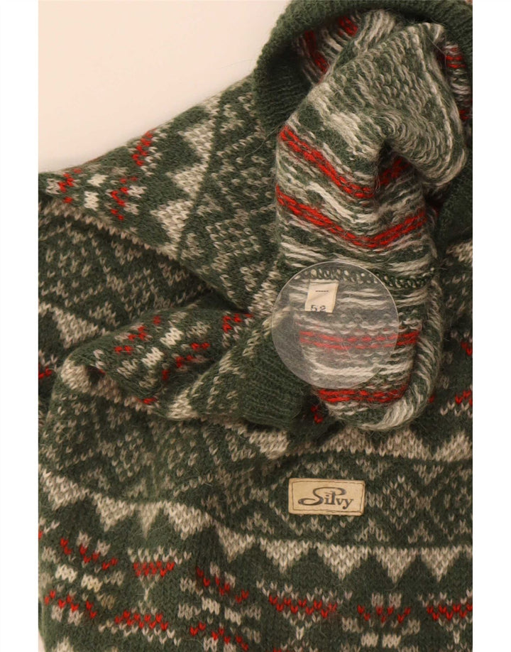 Silvy Herre Crew Neck Jumper Sweater IT 52 Large Green Fair Isle