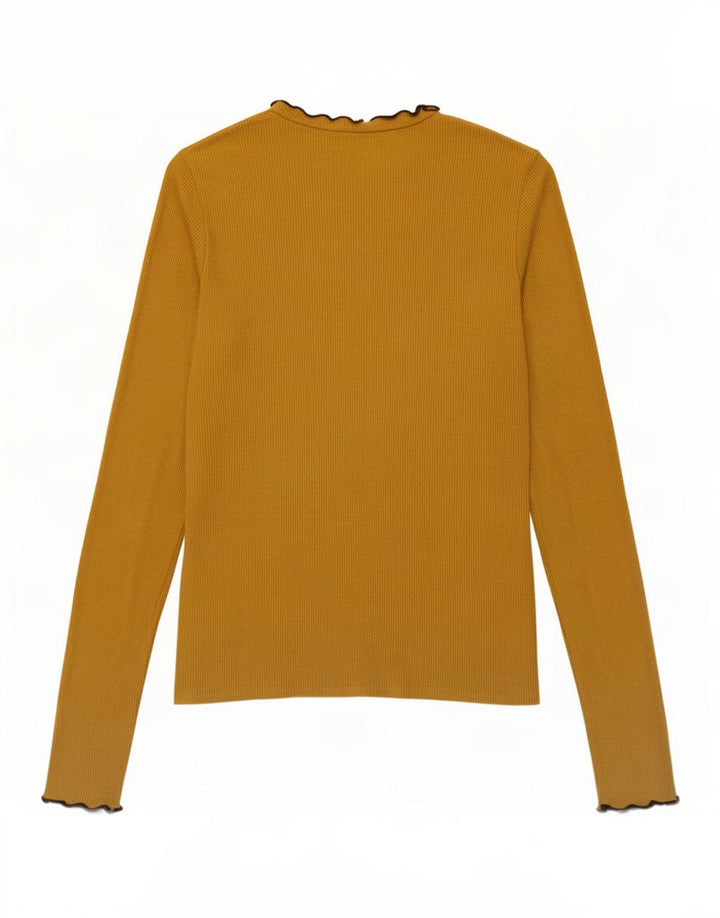 Zara Dame Trafaluc Top Langærmet UK 14 Medium Gul