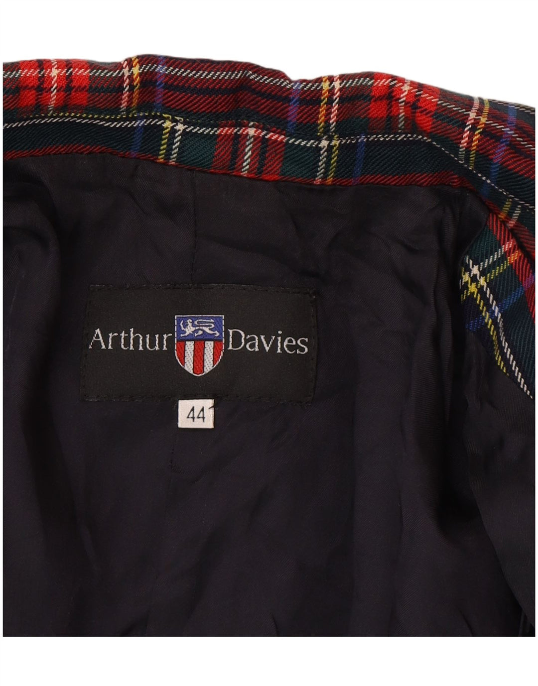 Vintage dame 3-knaps blazerjakke IT 44 Medium Navyblå Plaid Classic
