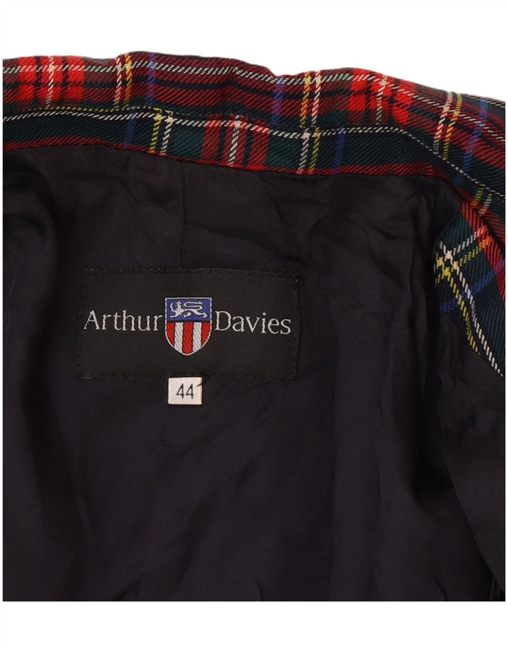 Vintage dame 3-knaps blazerjakke IT 44 Medium Navyblå Plaid Classic