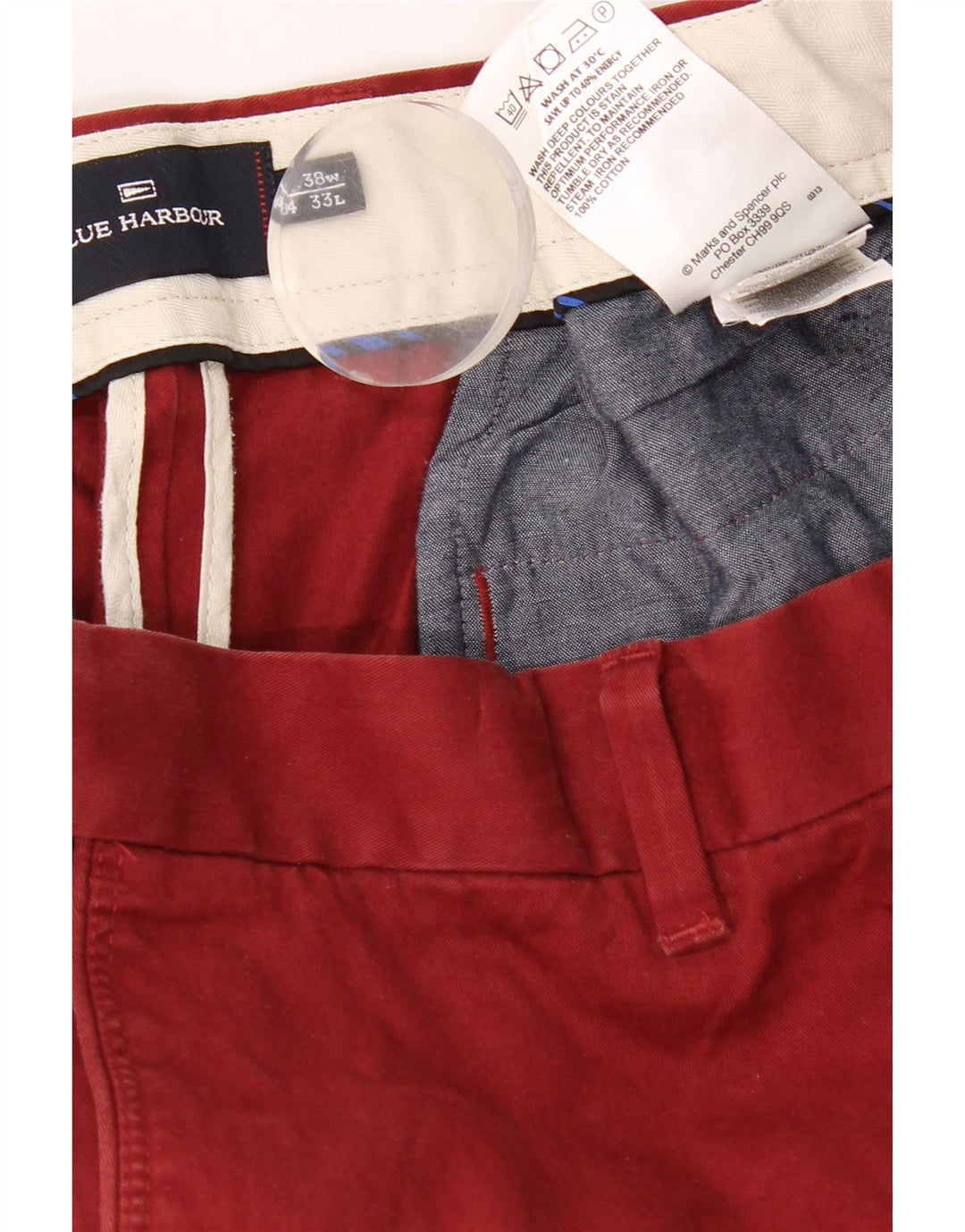 Marks & Spencer Herre Blue Harbor Lige Chinobukser W38 L33 Rød