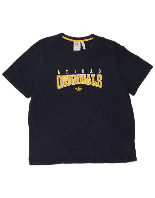 Adidas Herre grafisk T-shirt top XL marineblå bomuld