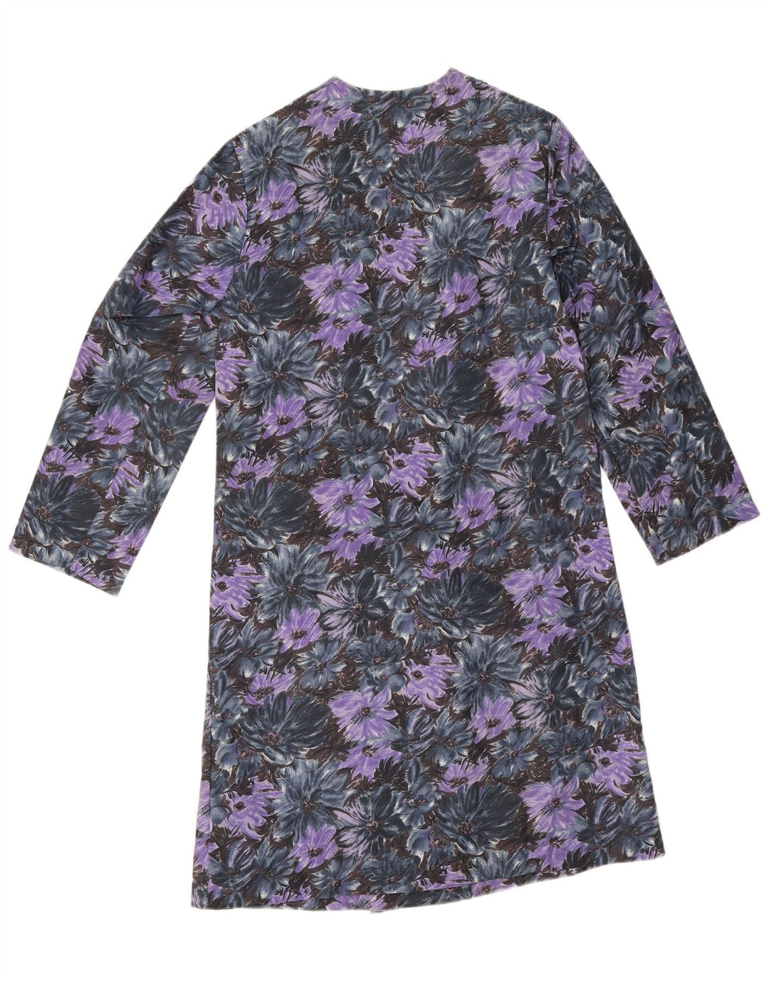 Vintage overfrakke til kvinder UK 14 Medium Purple Floral Polyamid