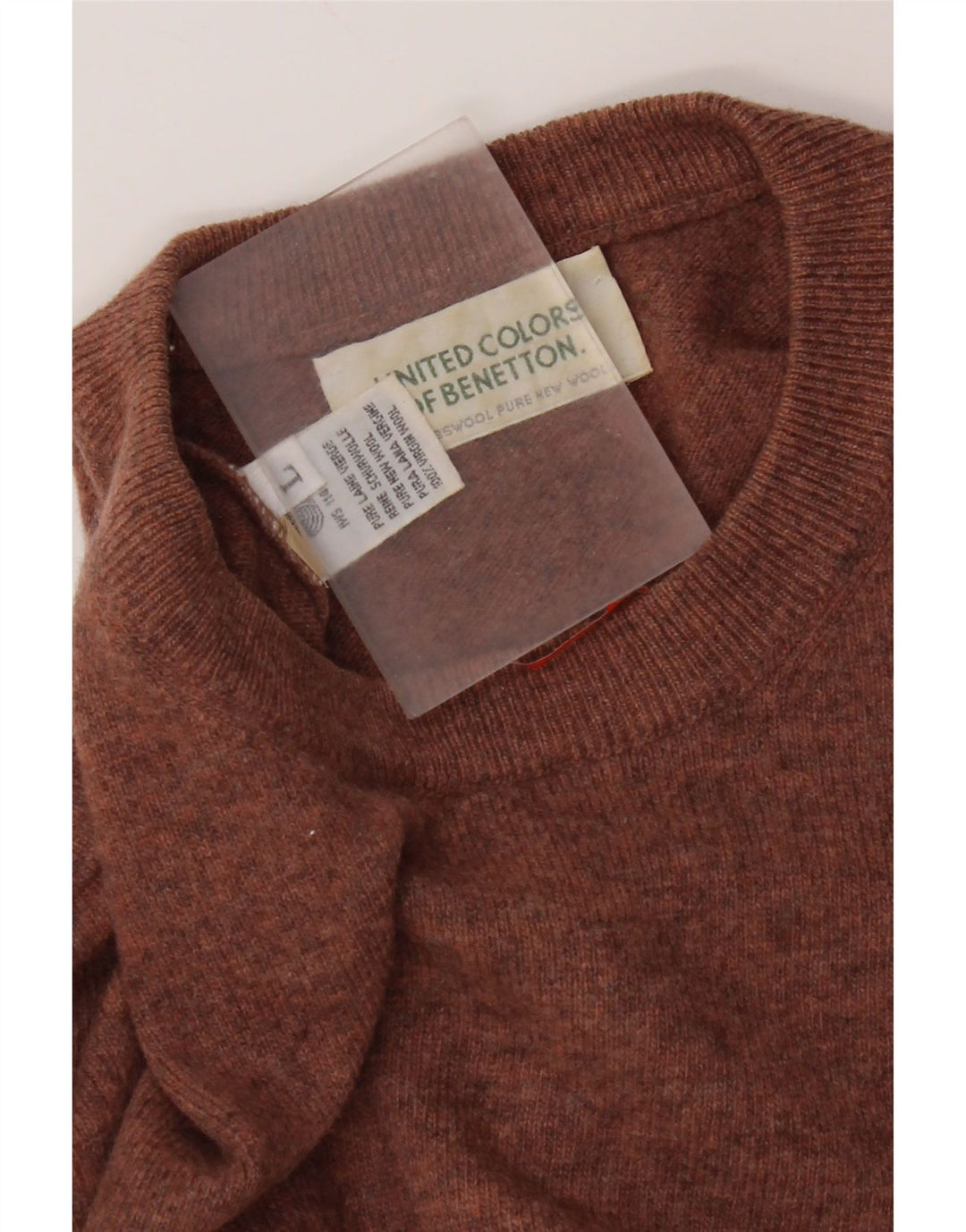 Benetton herre rund hals sweater stor brun ny uld