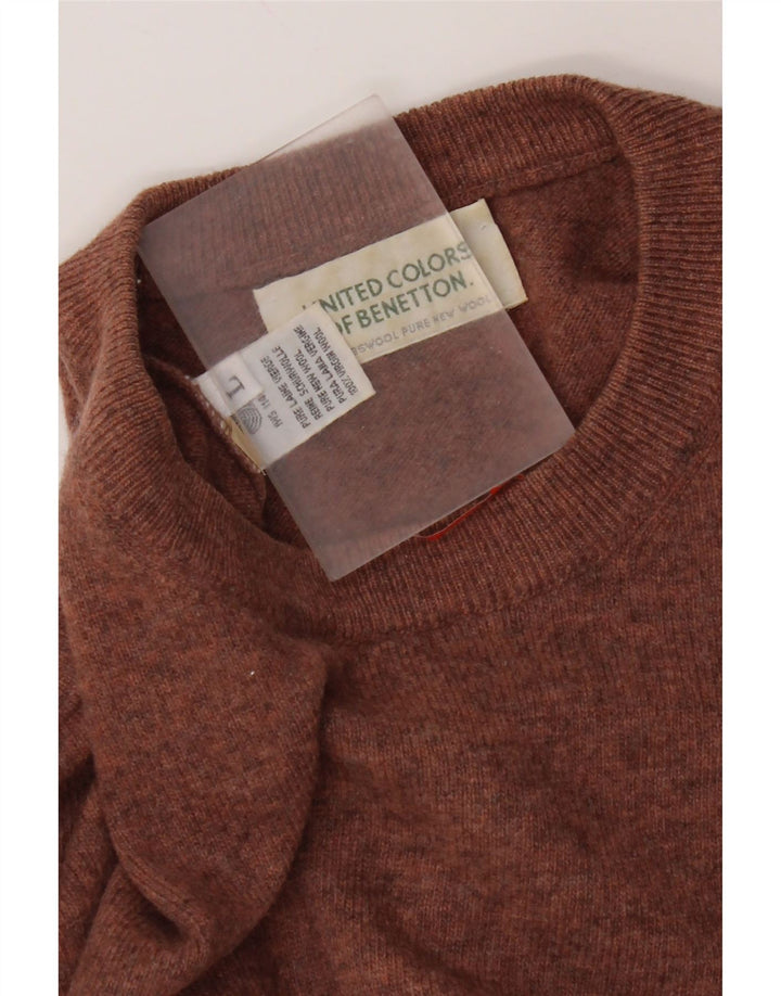 Benetton herre rund hals sweater stor brun ny uld