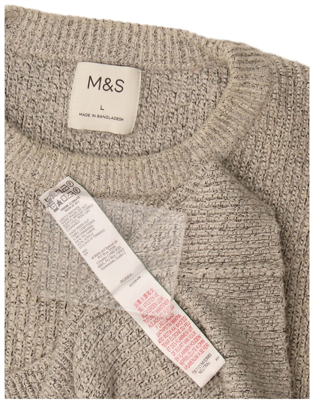 Marks & Spencer Herre sweater med rund hals, stor grå polyamid