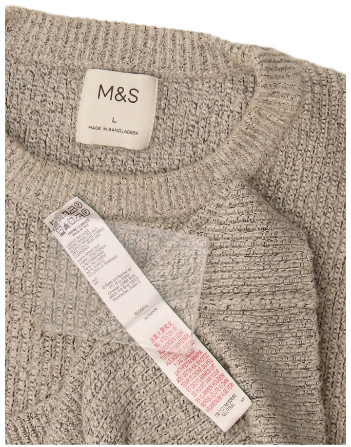 Marks & Spencer Herre sweater med rund hals, stor grå polyamid