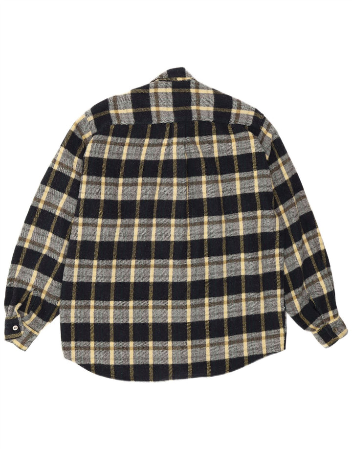Vintage flannelskjorte til mænd, stor sort ternet