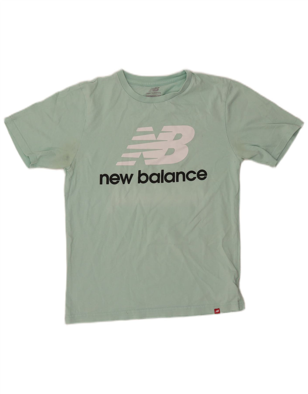 NEW BALANCE Dame grafisk T-shirt Top UK 14 Medium Grøn Bomuld
