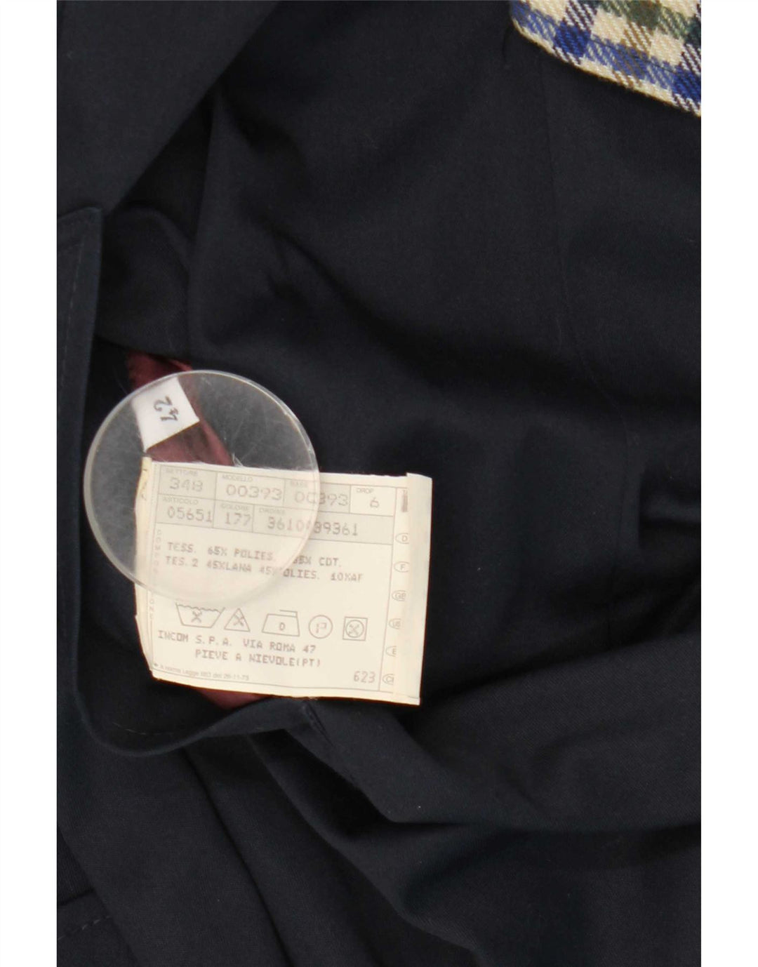 Vintage vendbar overfrakke til kvinder IT 42 Medium marineblå polyester