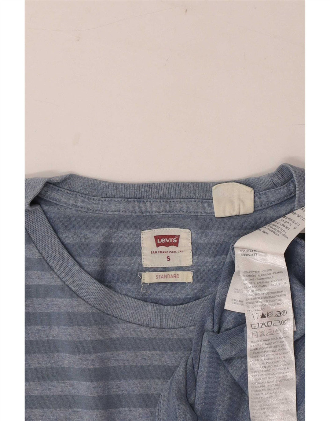 Levi's Herre Standard T-Shirt Top Lille Blå Nålestribet Bomuld