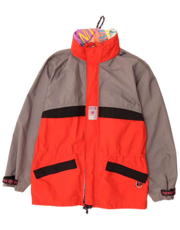 Vintage Herre Gore-Tex Skijakke UK 38 Medium Rød Colourblock Polyamid