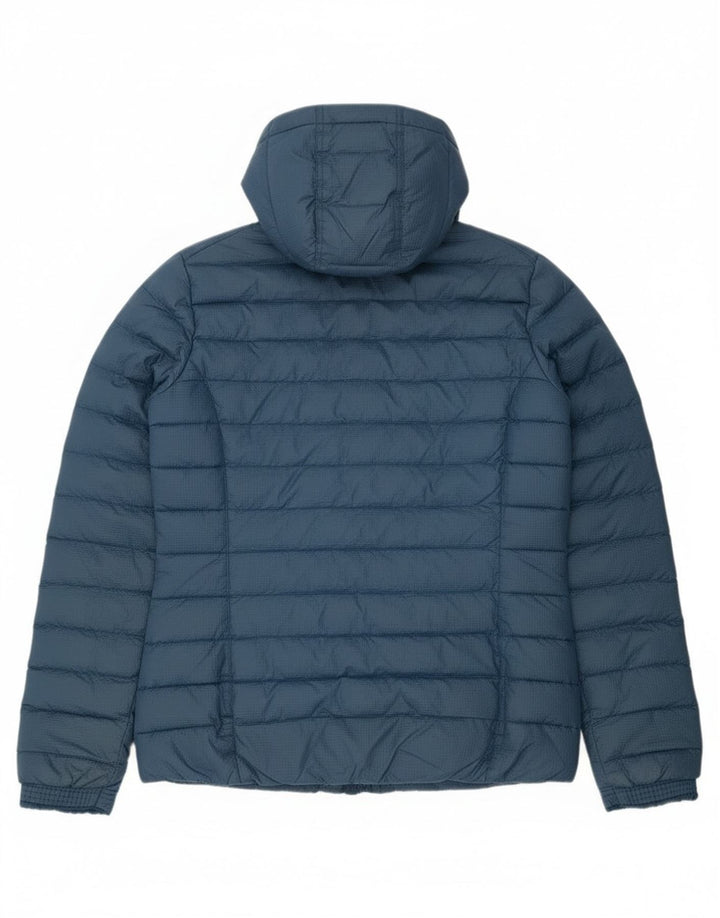 Adidas Dame Hætte Vatteret Jakke UK 14 Medium Blue Nylon