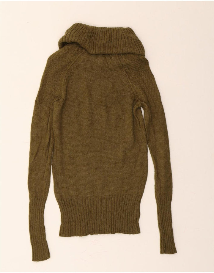 J. CREW Womens Roll Neck Jumper Sweater UK 10 Small Khaki Acrylic Vintage J. Crew and Second-Hand J. Crew from Messina Hembry 