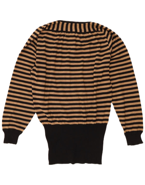 Mila Schon Dame Boat Neck Jumper Sweater UK 16 Stor Sort Stribet
