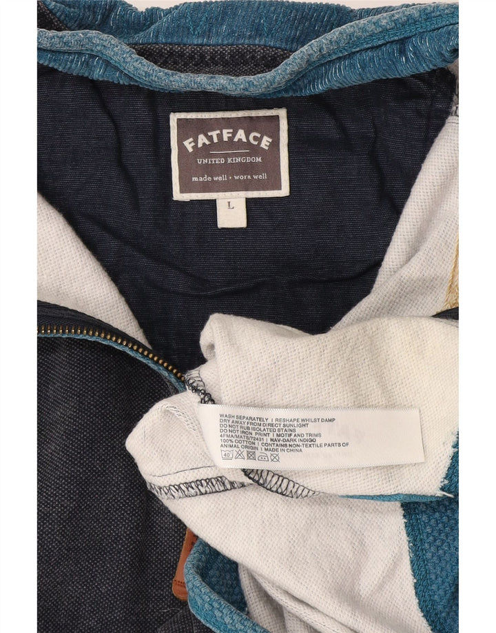 Fat Face Herre Zip Neck Sweatshirt Jumper Large Navy Blue Bomuld