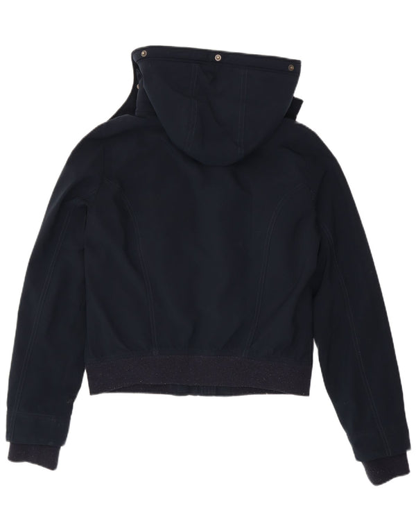 Hollister Dame Hooded Relaxed Fit Bomber Jacket UK 10 Small Navy Blue