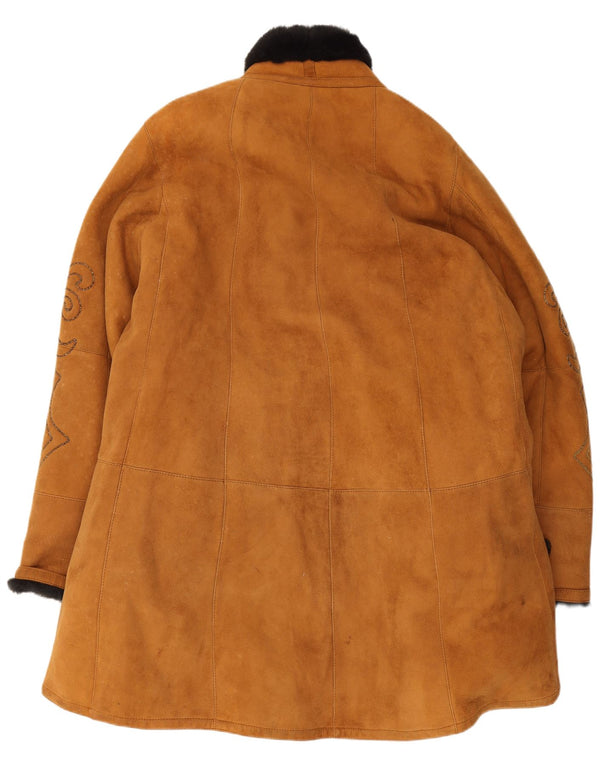 Christia Womens Oversized Shearling Coat One Size Beige Colourblock