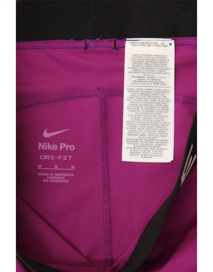 Nike Dame Dri Fit Grafiske Leggings UK 12 Medium Lilla Polyester