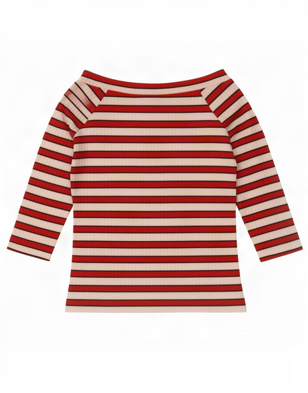 Marks & Spencer Dame Off Shoulder Top 3/4 ærmer UK 12 Mellem rød stribet