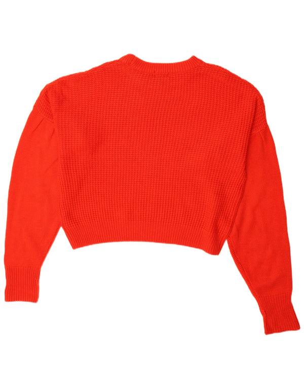 Topshop Dame Oversized Crew Neck Jumper Sweater UK 10 Small Red Acryl