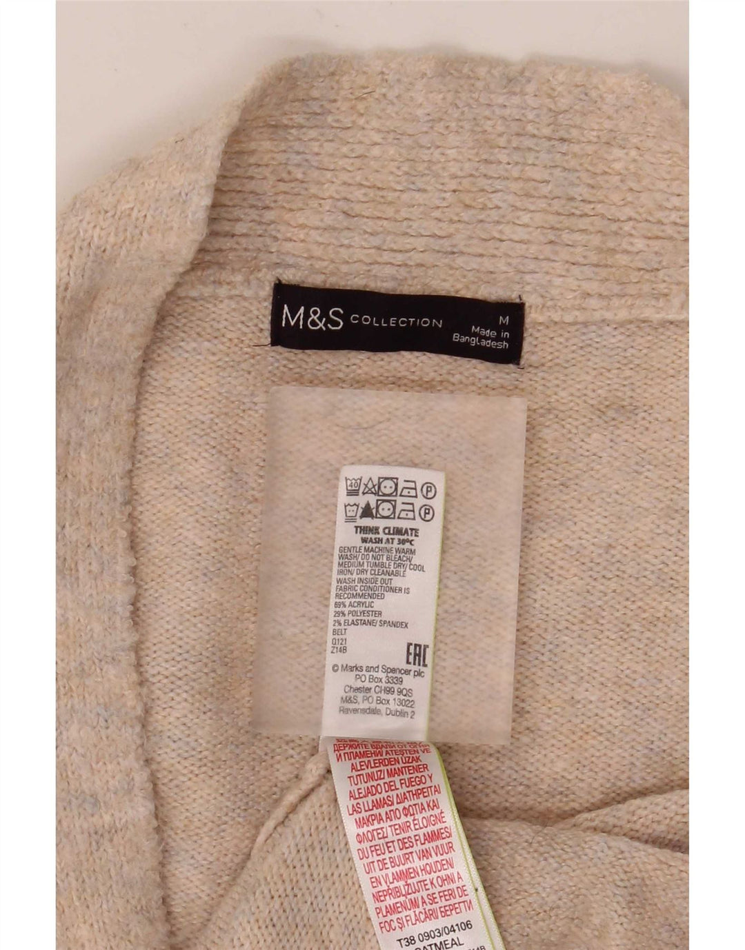Marks & Spencer Dame Longline Cardigan Sweater UK 14 Medium Beige