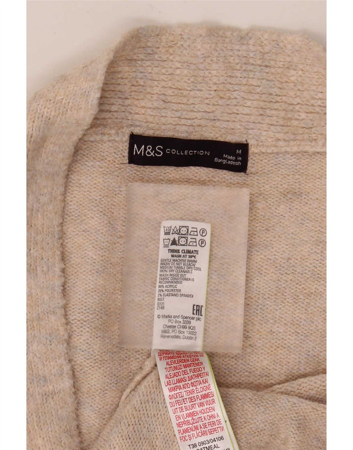 Marks & Spencer Dame Longline Cardigan Sweater UK 14 Medium Beige
