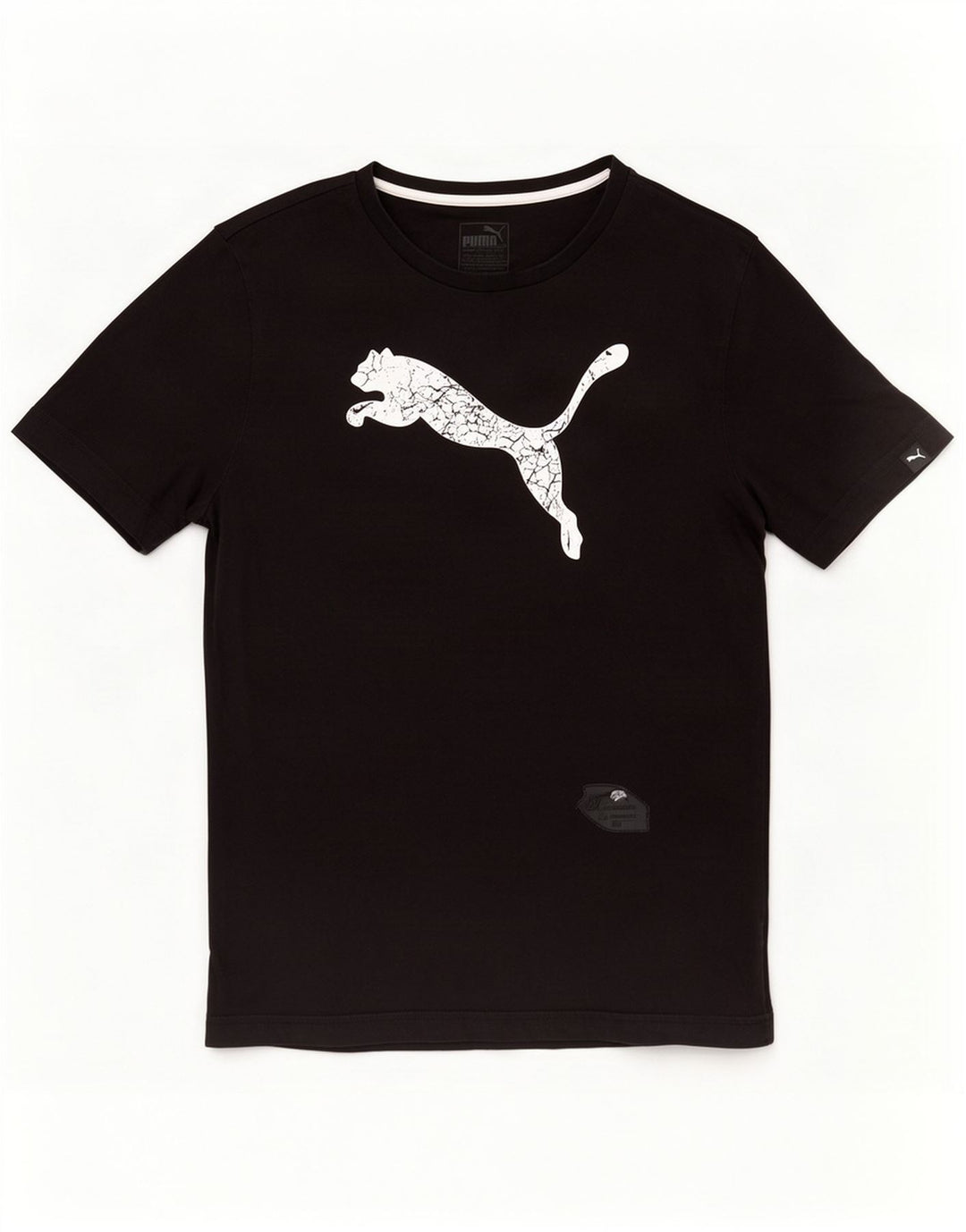 Puma Herre Grafisk T-Shirt Top Medium Sort Bomuld