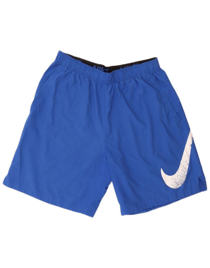 Nike Herre Dri Fit grafiske sportsshorts XL blå polyester