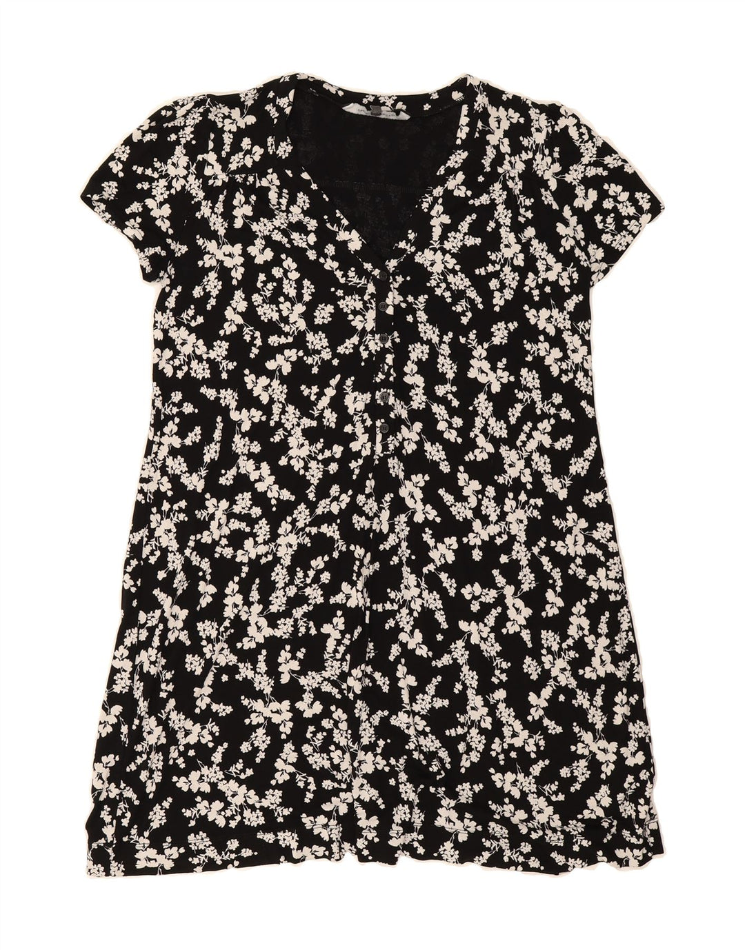 FRENCH CONNECTION Womens A-Line Dress UK 14 Medium Black Floral Viscose Vintage French Connection and Second-Hand French Connection from Messina Hembry 