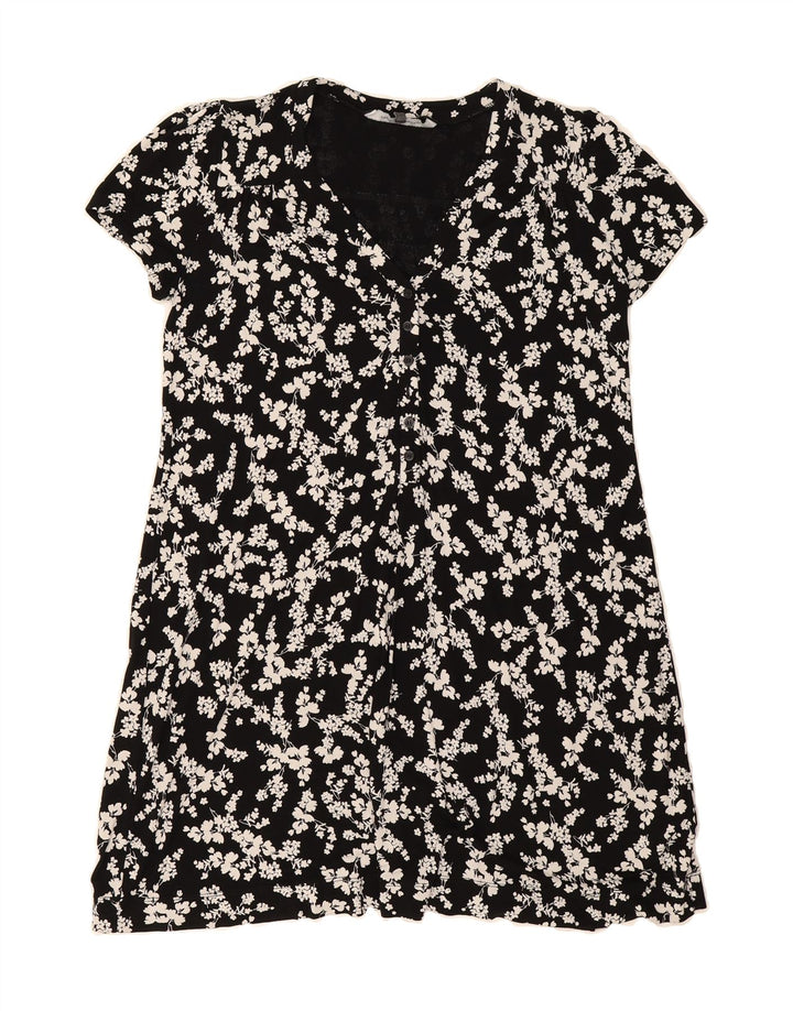 FRENCH CONNECTION Womens A-Line Dress UK 14 Medium Black Floral Viscose Vintage French Connection and Second-Hand French Connection from Messina Hembry 