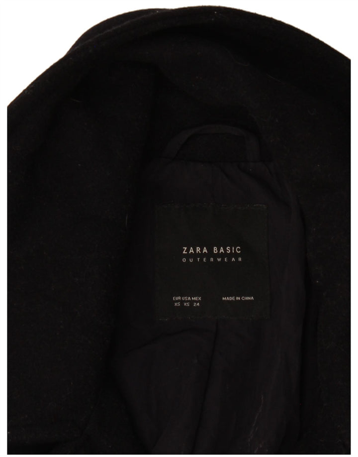 Zara Dame Oversized Dobbeltradet Frakke UK 6 XS Sort