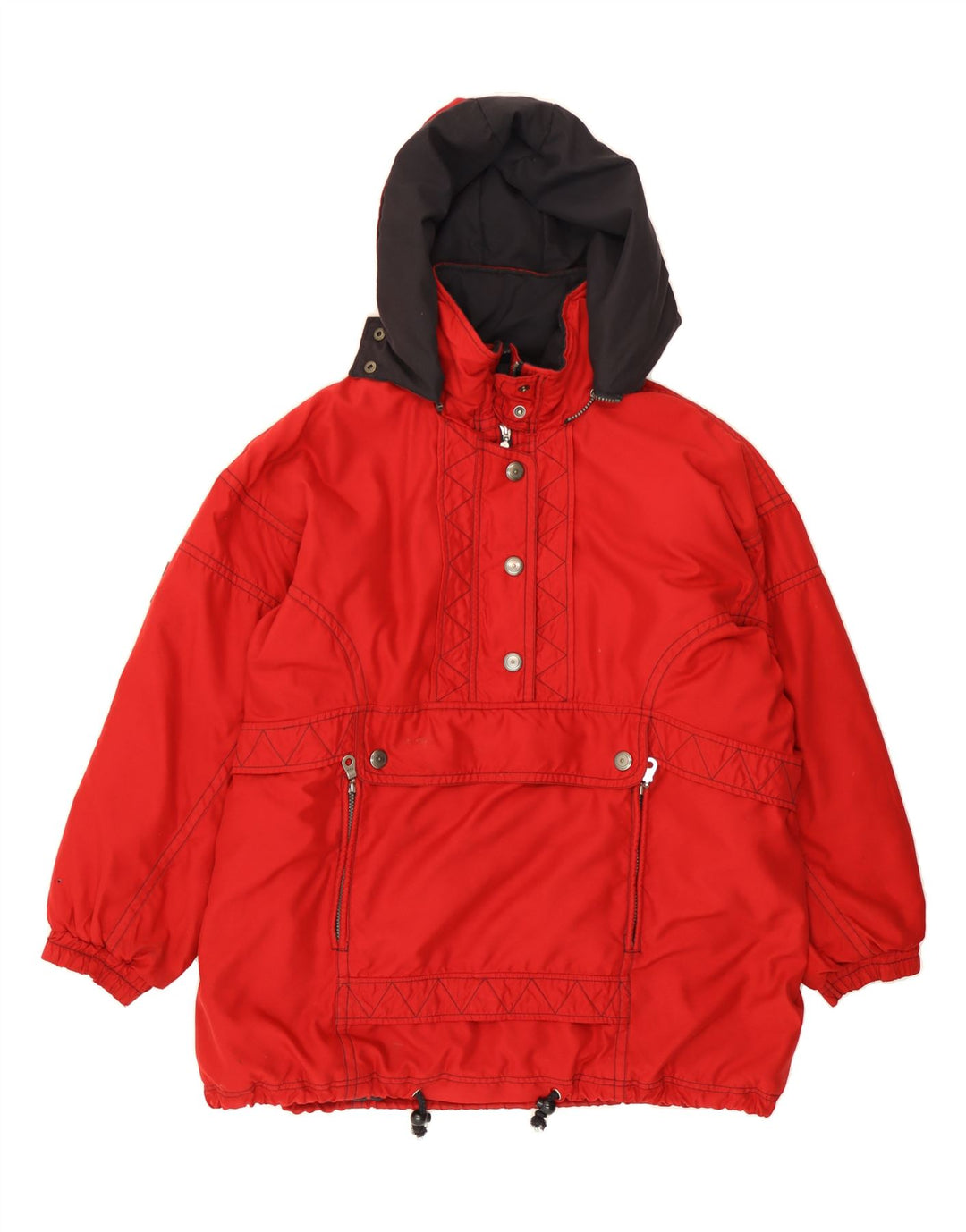 RODEO Womens Oversized Hooded Anorak Jacket UK 18 XL Red Nylon Vintage Rodeo and Second-Hand Rodeo from Messina Hembry 