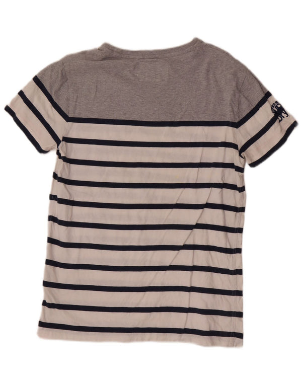 Superdry Womens T-Shirt Top UK 12 Medium Grey Striped Cotton