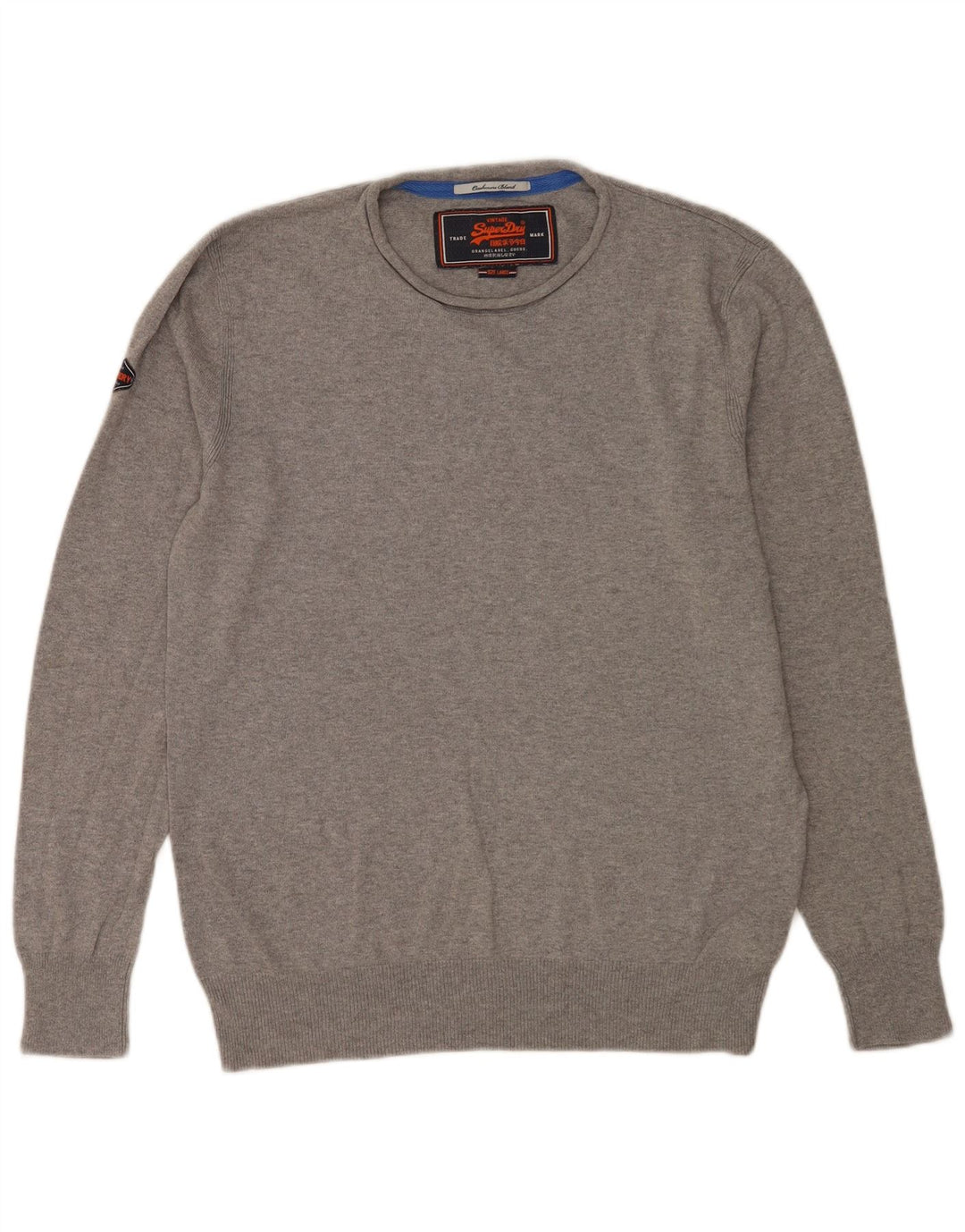 Superdry Herre sweater med rund hals, stor grå bomuld