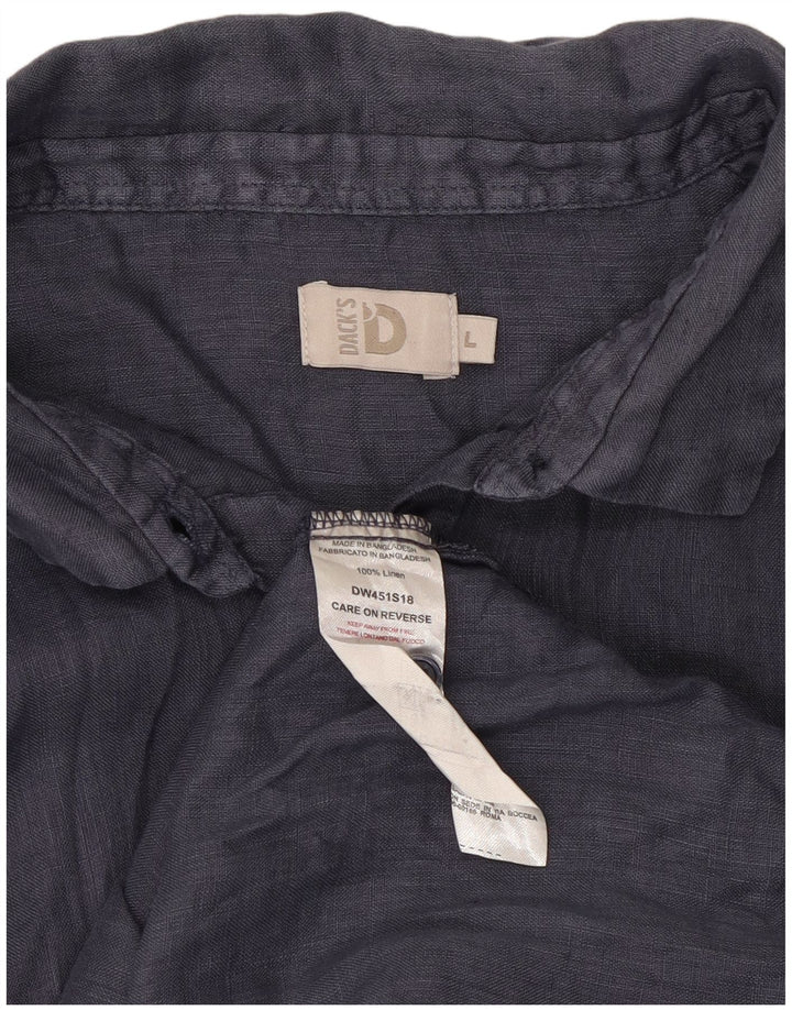 Dacks Dameskjorte UK 16 Large Navy Blue Linen