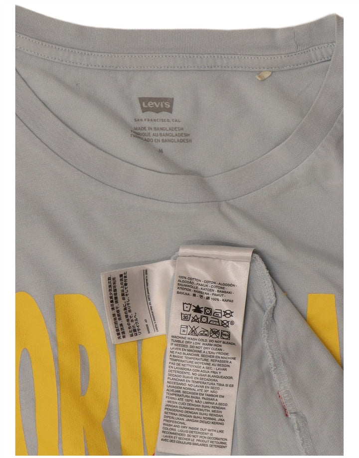 Levi's Grafisk T-shirt top til kvinder UK 12 Mellemblå bomuld