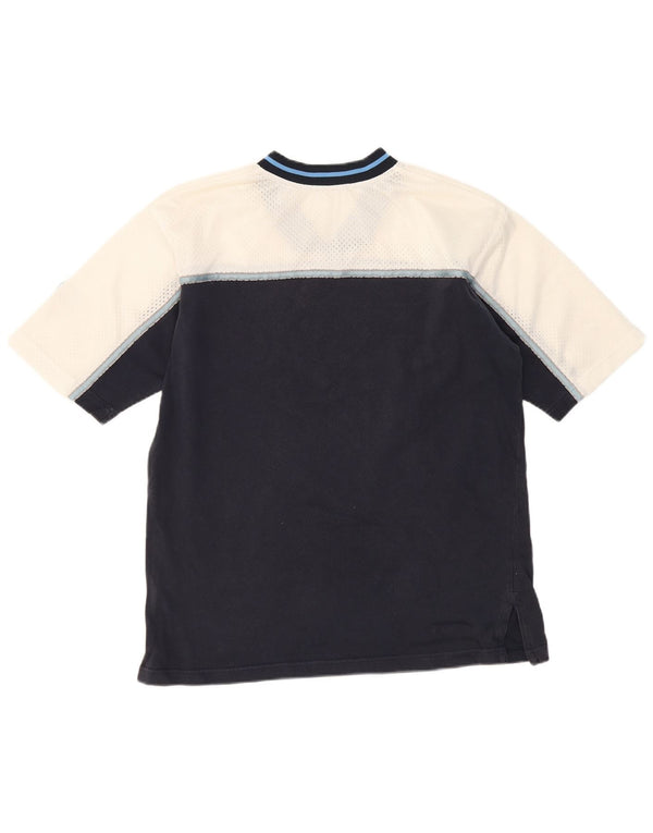 FILA Herre T-Shirt Top Small Navy Blue Colourblock Bomuld